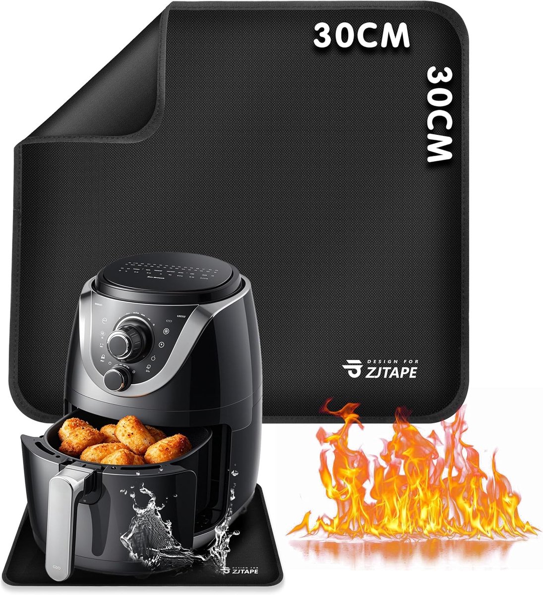Heat Protection Mat - 30 x 30 cm - Vlamvertragende Werkblad Bescherming - Antislip Waterdichte Siliconen Matten voor Magnetron - Air Fryer - Koffiezetapparaat