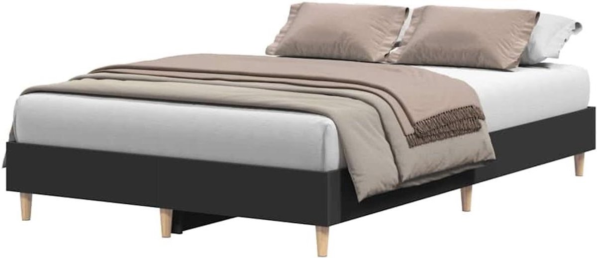 Bedframe - Tweepersoonsbed Frame - Slaapkamer Inrichten - Lattenbodem Ondersteuning - 120x200 cm - Zwart