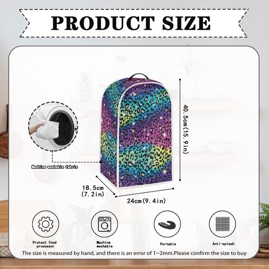 Blender Stofkap - Keukenapparaat Cover - Apparaat Beschermen - Vingerafdruk Bescherming - 9.4"Lx7.2"Wx15.9"H - Regenboog Luipaard van Merkloos — afbeelding 3
