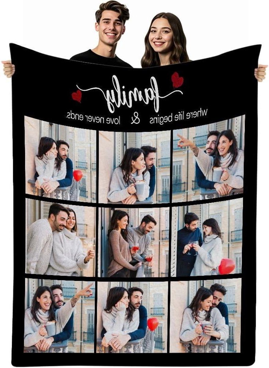 Aangepaste Deken - Fotodeken Plaid - Persoonlijk Cadeau - Zelf Ontworpen Uniek - 30x50 inch - Stijl-02