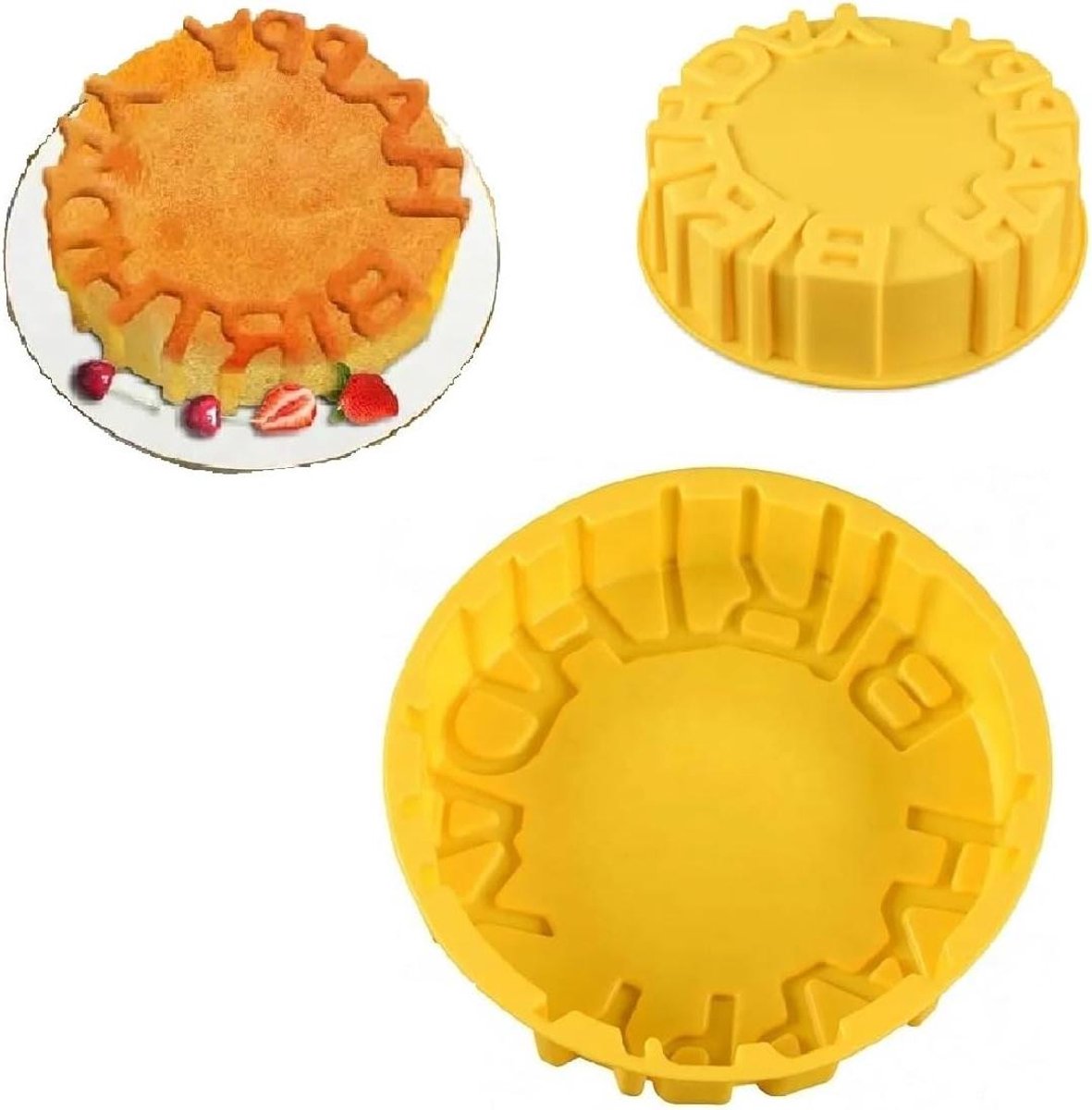 Verjaardag Taartmal - Bakvorm Rond - Taarten Bakken - Flexibel Silicone - 20 cm - Zilver