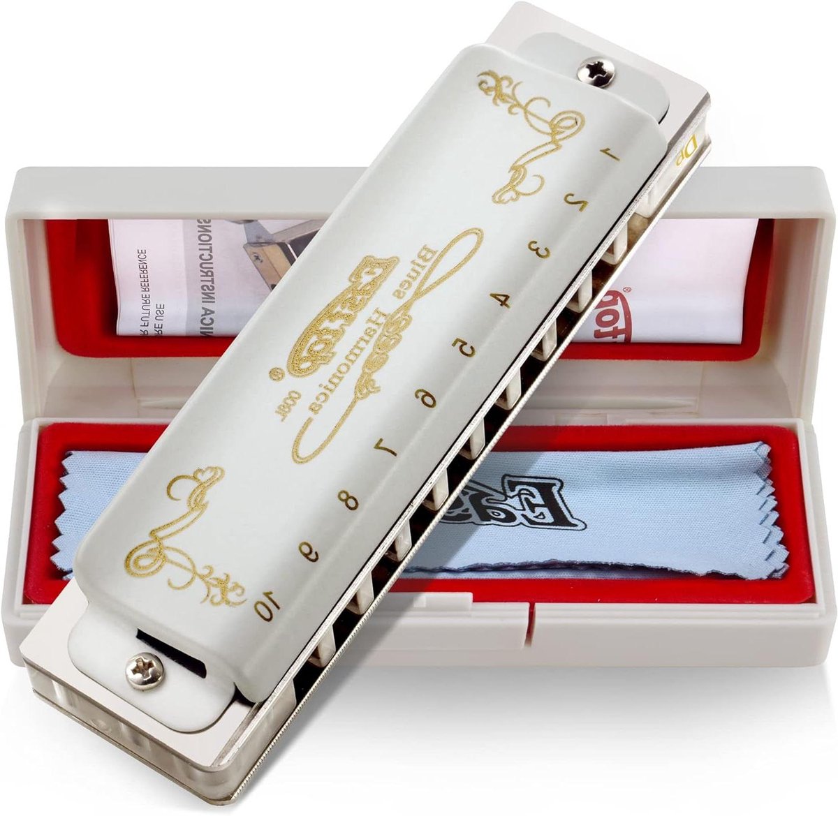 Diatonische Mondharmonica - Blues Harmonica - Muziek Maken - 10 Gaten Design - 10.2 cm - Wit