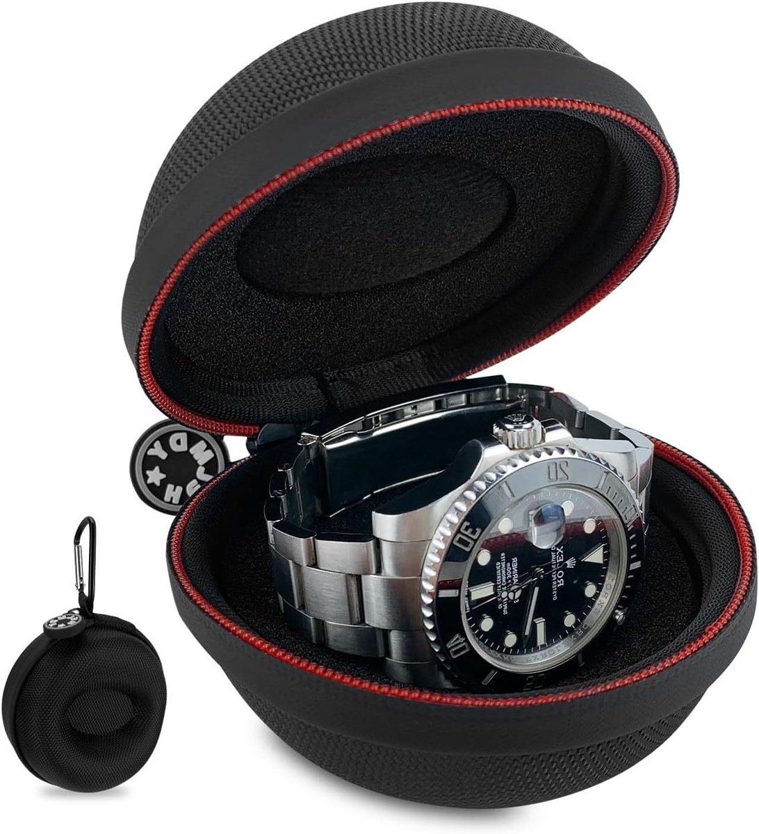 Reis Horloge Doos - Horloge Etui - Horloges Opbergen - Waterdichte Hardcase - Tot 50 mm - Zwart