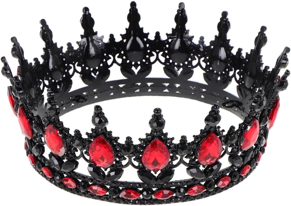 Kroon Hoofdband - Vintage Diadeem - Bruiloft Accessoire - Barok Ontwerp - 14.3 x 14.3 cm - Zwart