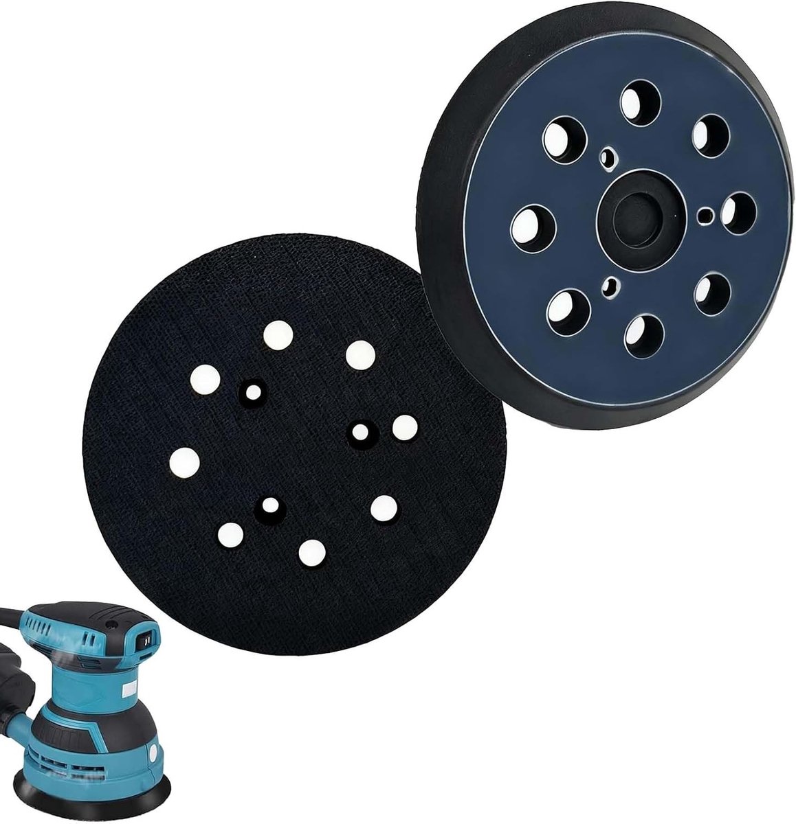 Vervangingsschijf van 125 mm met 8 gaten - ronde schuurpad voor multitool - ideaal voor houtbewerking en autobewerking - geschikt voor stofafzuiging - 1 stuk