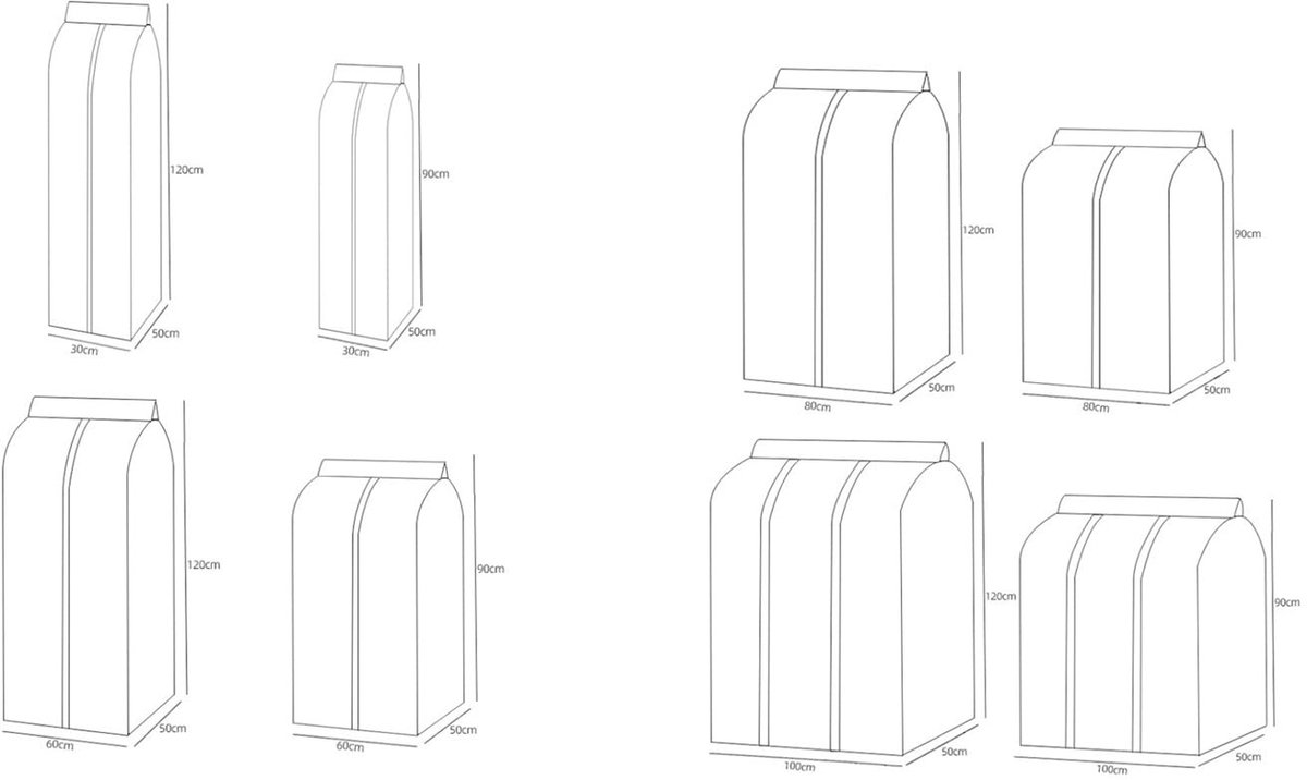 Transparante Kledingbeschermers - Dustproof Garment Bags 50x100x90 cm