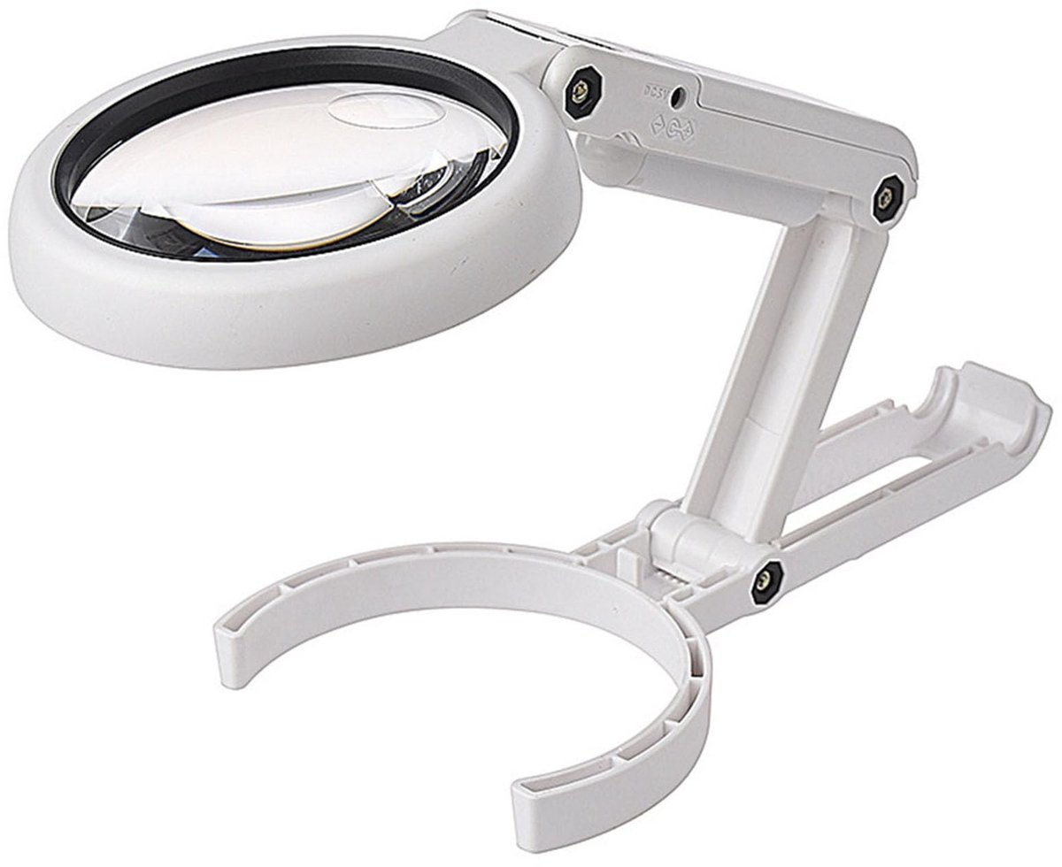 VT Goods - Vergrootglas - Opvouwbare tafellamp - 8 LED-lampjes - Wit - Leesloep - Ideaal voor ouderen en hobbyisten - Handig voor detailwerk