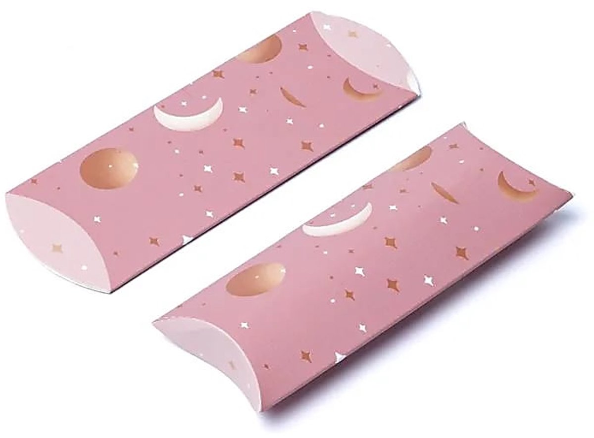 Kussendoos S Roze Maan en Sterren --pakket van 20 stuks - 12x6cm - 12x6cm