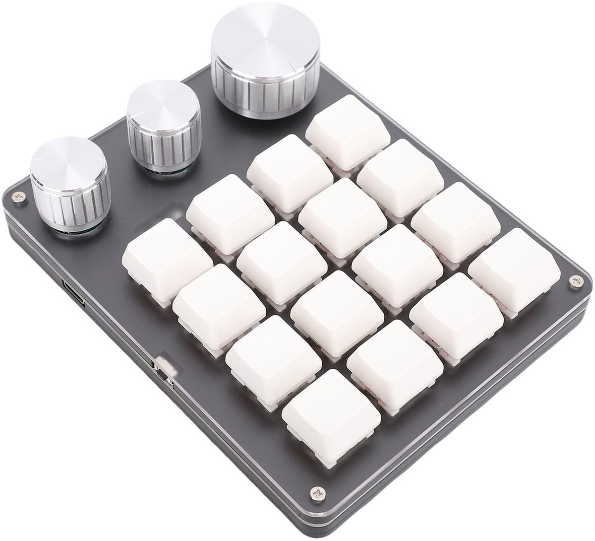 PUSOKEI Mini Macro Mechanical Gaming Keyboard - 16 Toetsen, Programmeerbaar, LED Licht, Rood Switch - Wit
