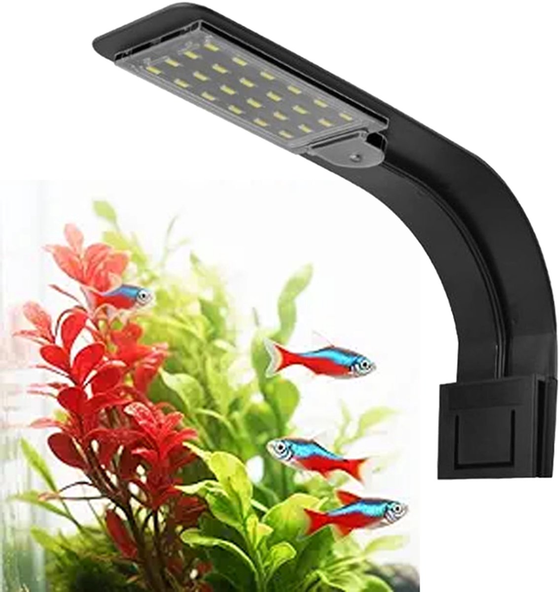 10W LED-aquariumlamp, ultradun wit licht, geschikt voor alle aquariums, zwart.