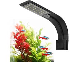 10W LED-aquariumlamp, ultradun wit licht, geschikt voor alle aquariums, zwart.