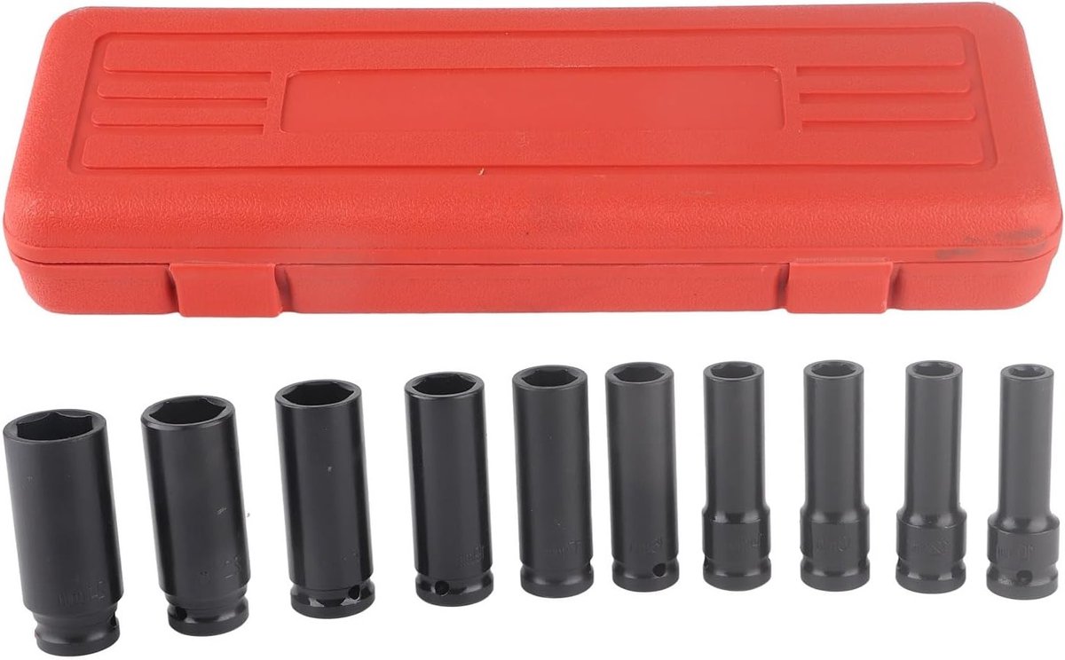 Krachtige 1/2 inch slagmoersleutel met 10-delige opzetstukken voor precisie en veelzijdigheid - Ideaal voor auto-onderhoud en klussen in huis