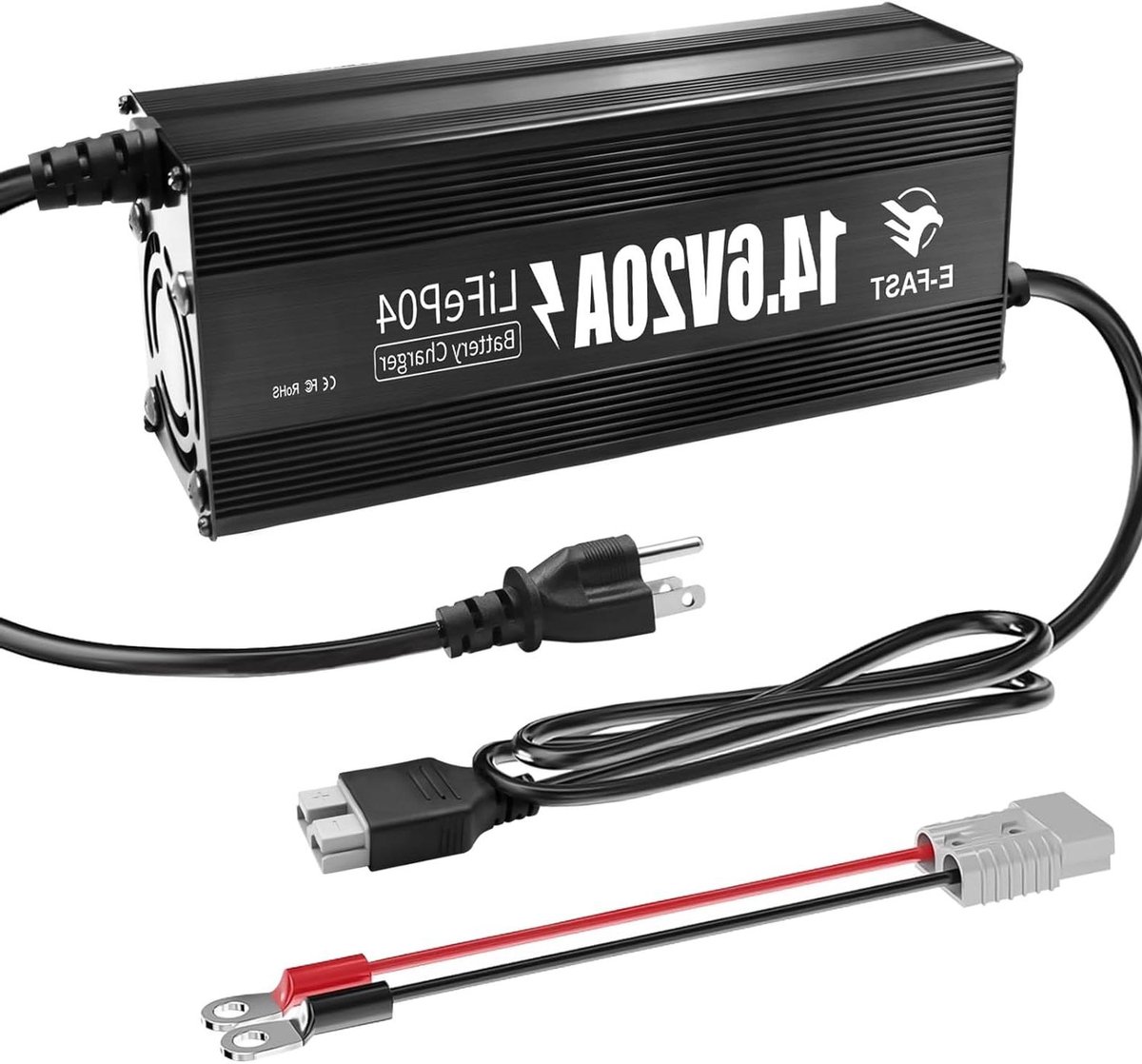 Lithium Batterijlader - LiFePO4 Lader - Batterijen Opladen - Anderson Connector - 20 Amp - Zwart