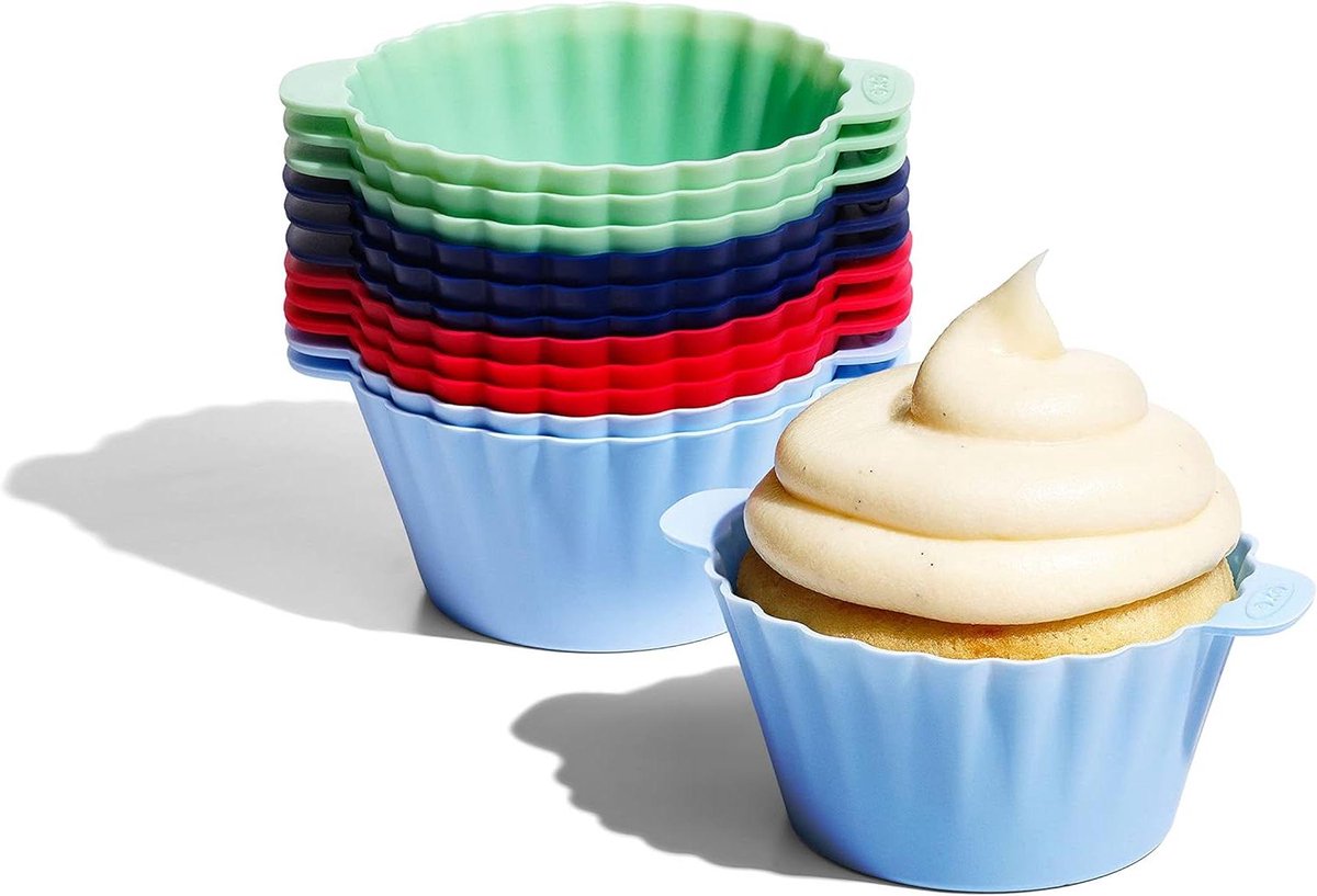 Siliconen Bakvormpjes - Cupcake Liners - Bakken Thuis - Herbruikbaar BPA-vrij - 12 stuks 3 oz - Meerkleurig