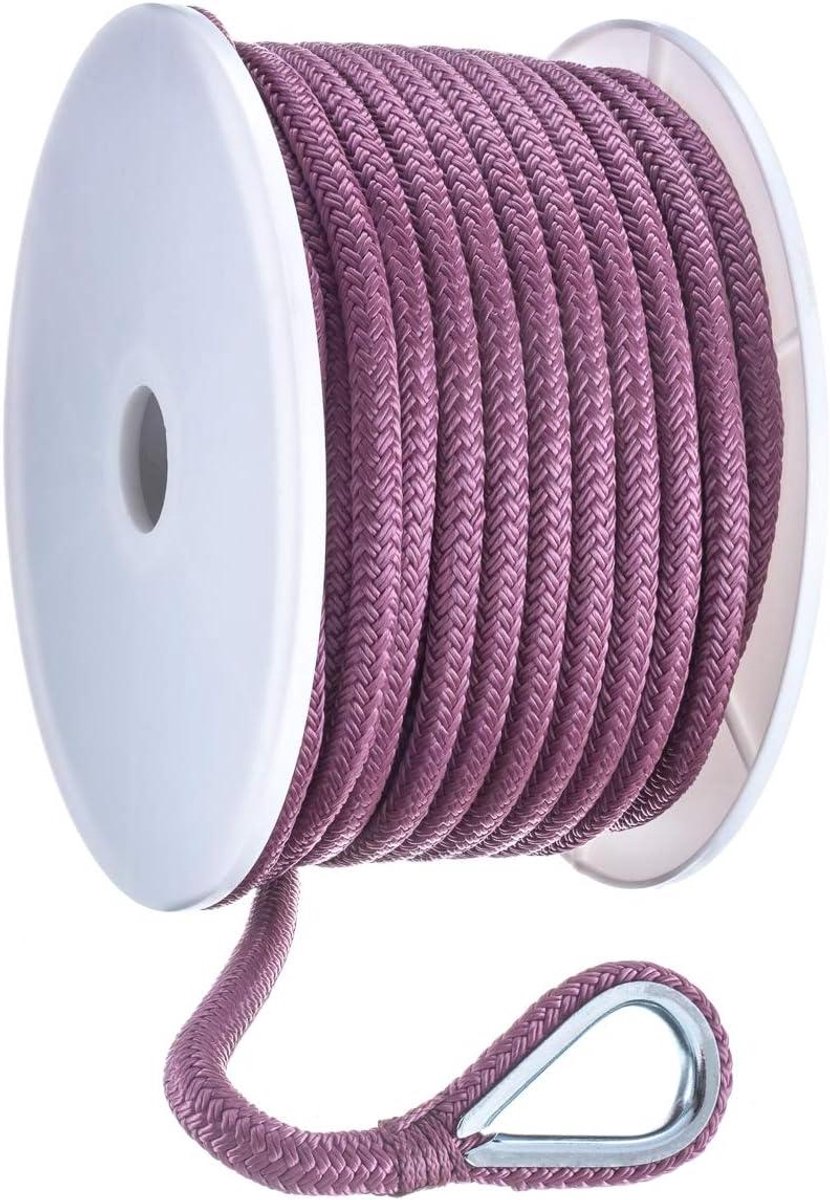 Nylon Ankerlijn - Gevlochten Touw Boot - Watersport Aanleggen - Schokabsorberend Ontwerp - 3/8" x 100 voet - Rood