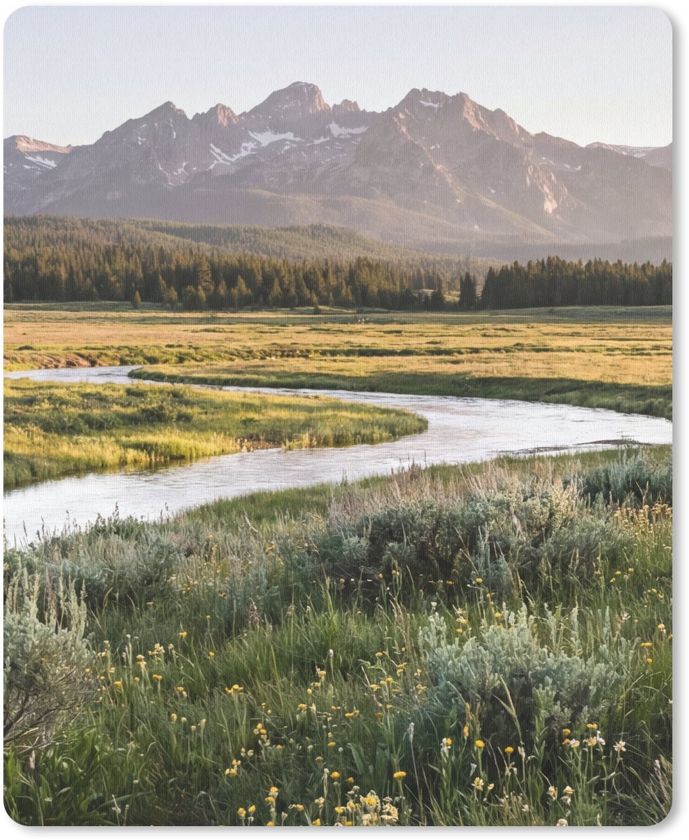 Muismat 12x16 cm - Mousepad Berglandschap - Rivier - Bos - Muismatten