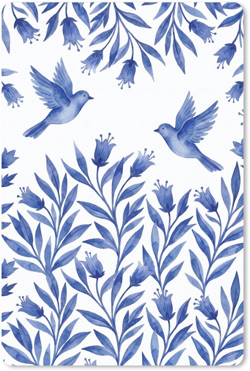 Muismat 13x20 cm - Mousepad Modern - Vogels - Delfts - Blauw - Muismatten