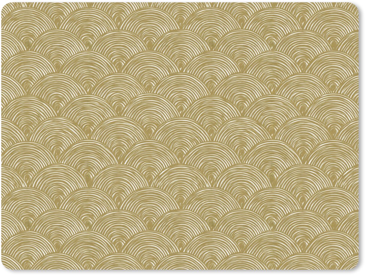 Muismat 12x10 cm - Mousepad Waaier - Geometrisch - Groen - Muismatten