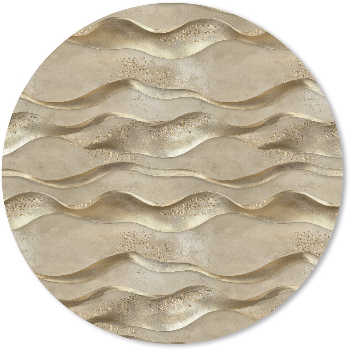 Muismat rond 40x40 cm - Mousepad Golven - Patroon - Goud - Ronde muismatten