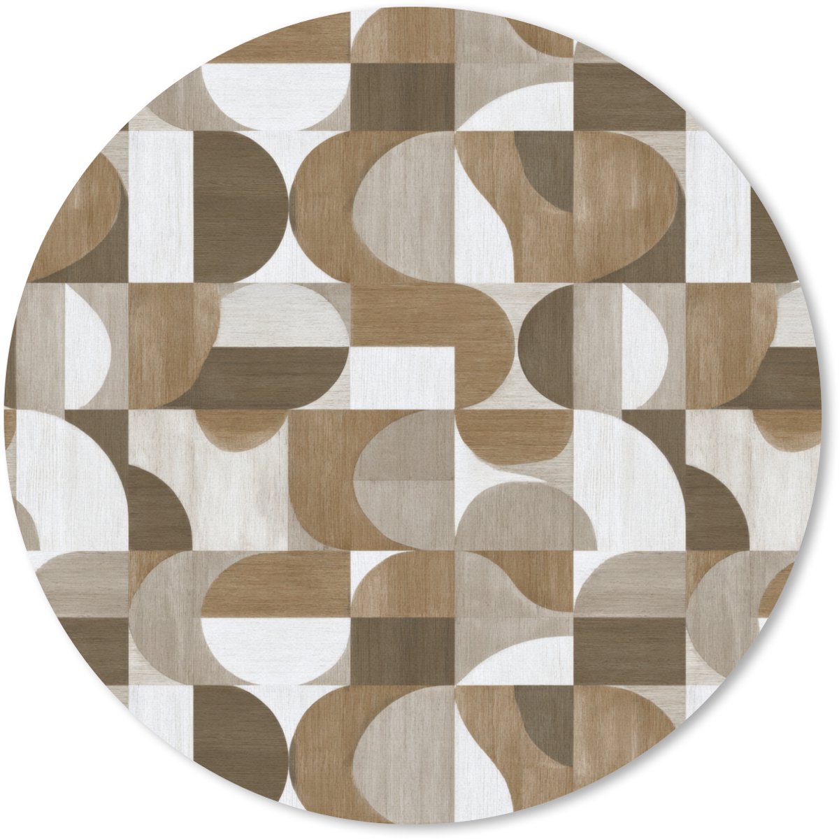 Muismat rond 40x40 cm - Mousepad Abstract - Retro - Bruin - Ronde muismatten
