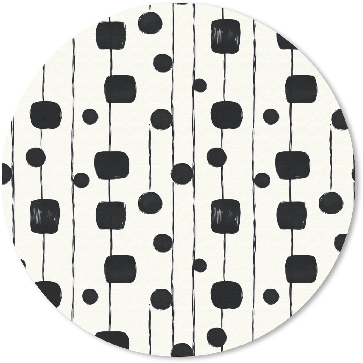 Muismat rond 20x20 cm - Mousepad Grafisch - Modern - Zwart - Ronde muismatten