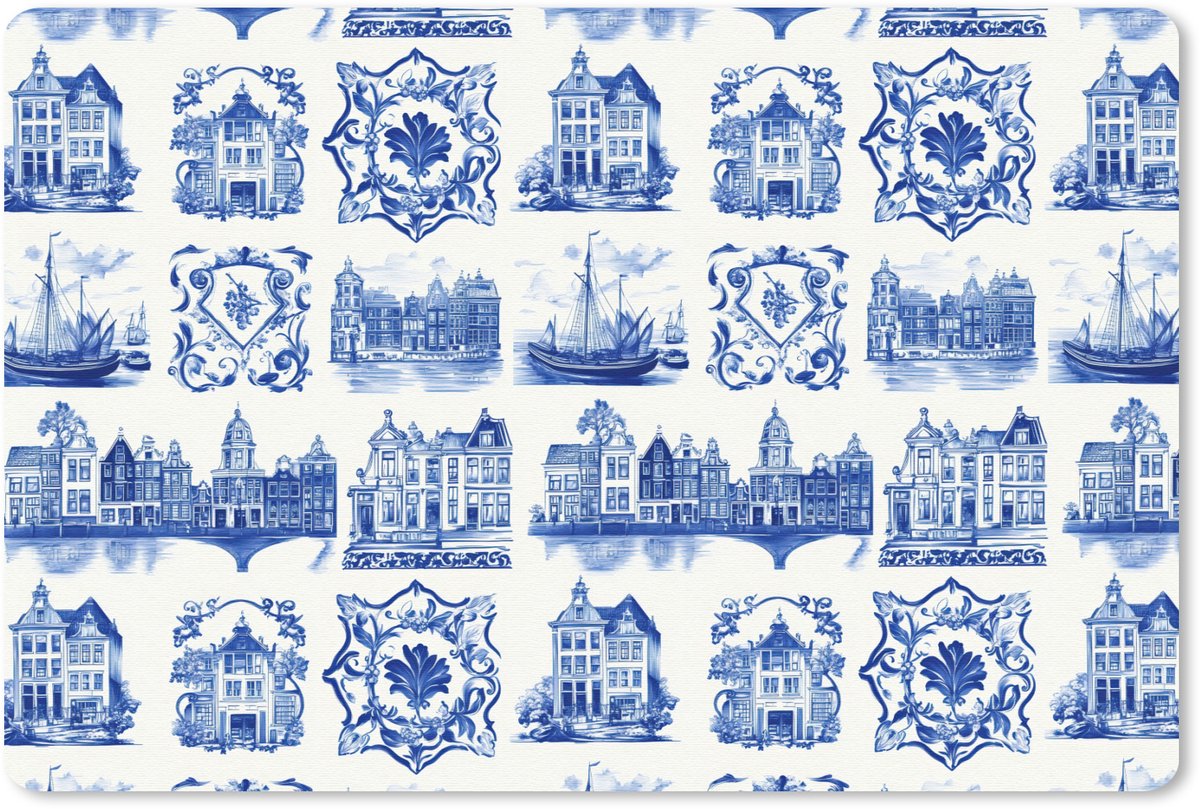 Muismat 13x8 cm - Mousepad Huizen - Schepen - Blauw - Muismatten