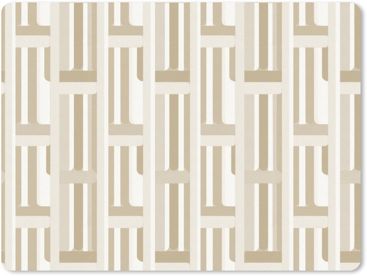 Muismat 12x10 cm - Mousepad Modern - Geometrisch - Beige - Muismatten