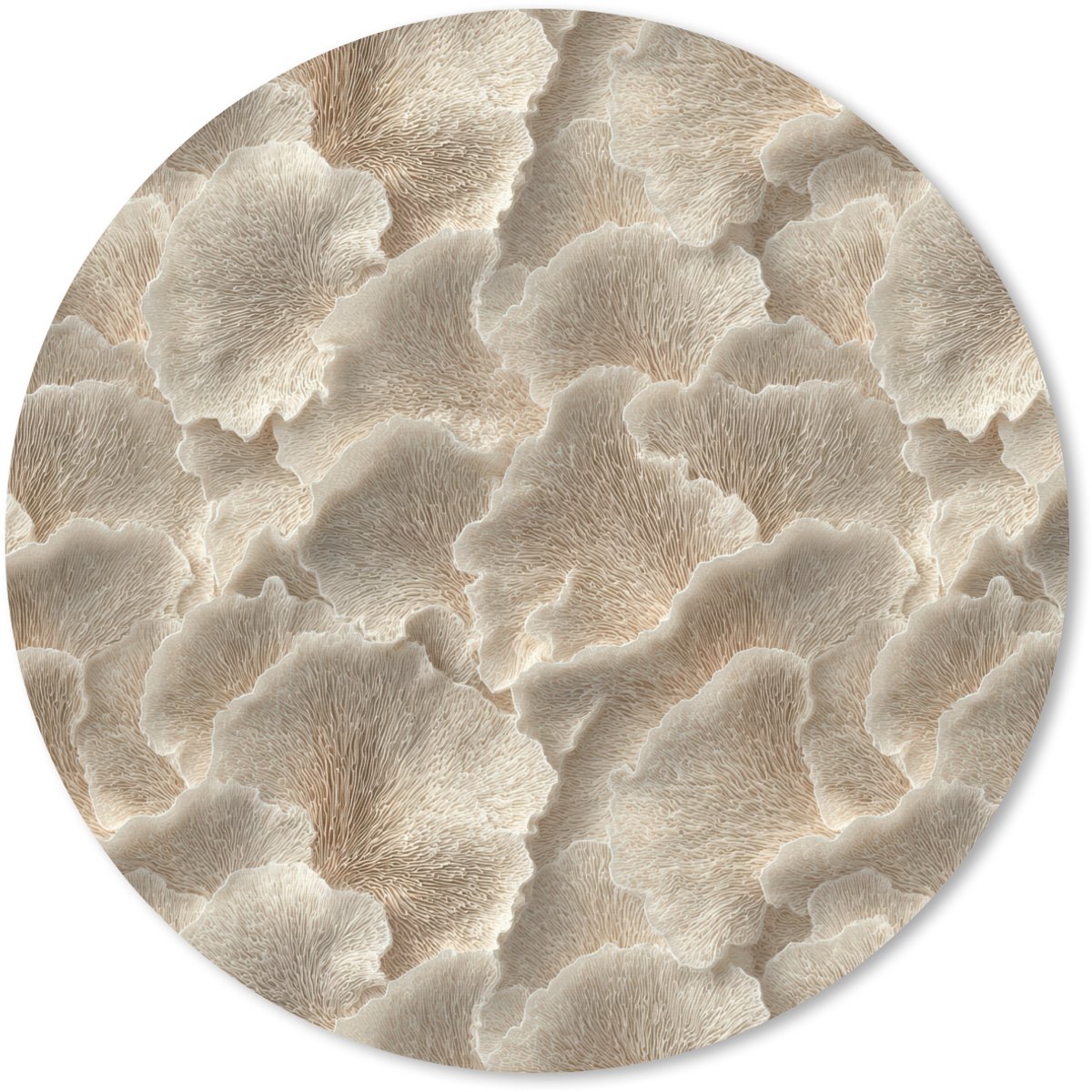 Muismat rond 30x30 cm - Mousepad Waaierstructuren - Beige - Vezeltextuur - Ronde muismatten