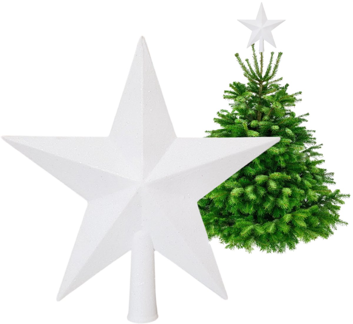 Inspiruj - Ster op Kerstboomtop - Wit - Glanzend