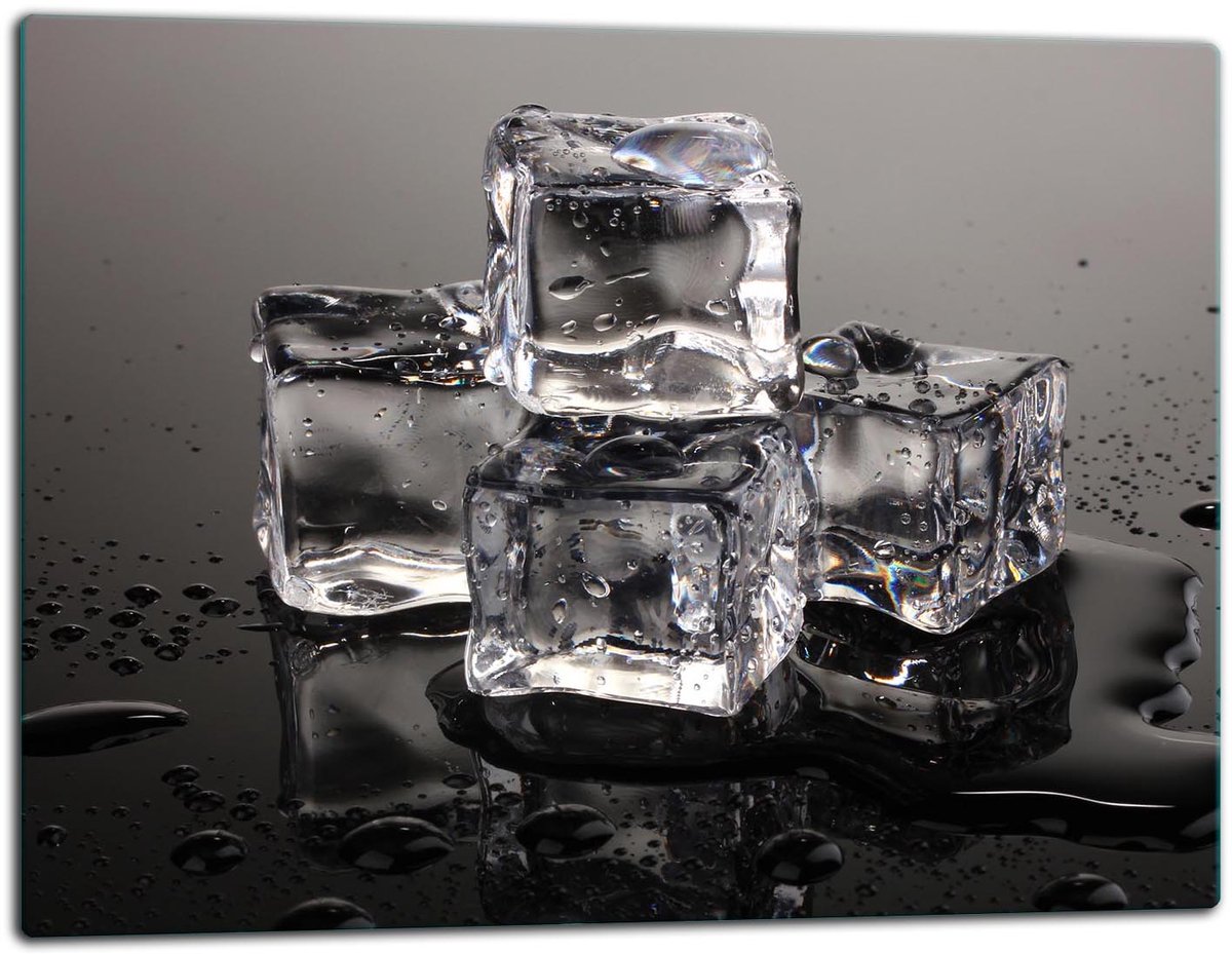 TMK ArtDeko - Snijplank - Glas - 52x40 cm - Zwart Ijsmotief