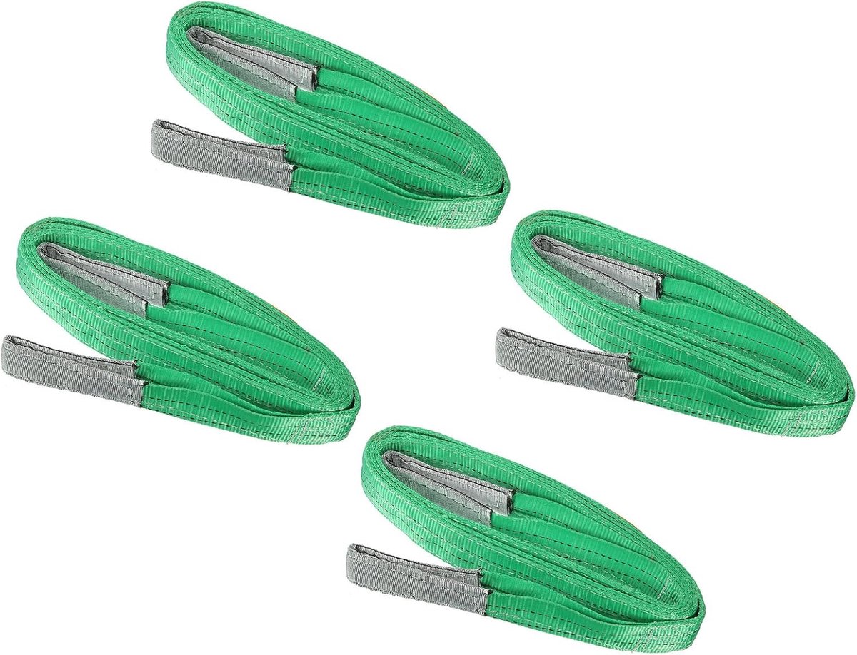 2" x 10' Lift Strap - 4 Pack - 4000LB Lifting Slings - Flat Eye to Eye - 2 Layer Polyester Webbing - Lifting Moving Straps voor Rigging en Lifting Gear - Groen