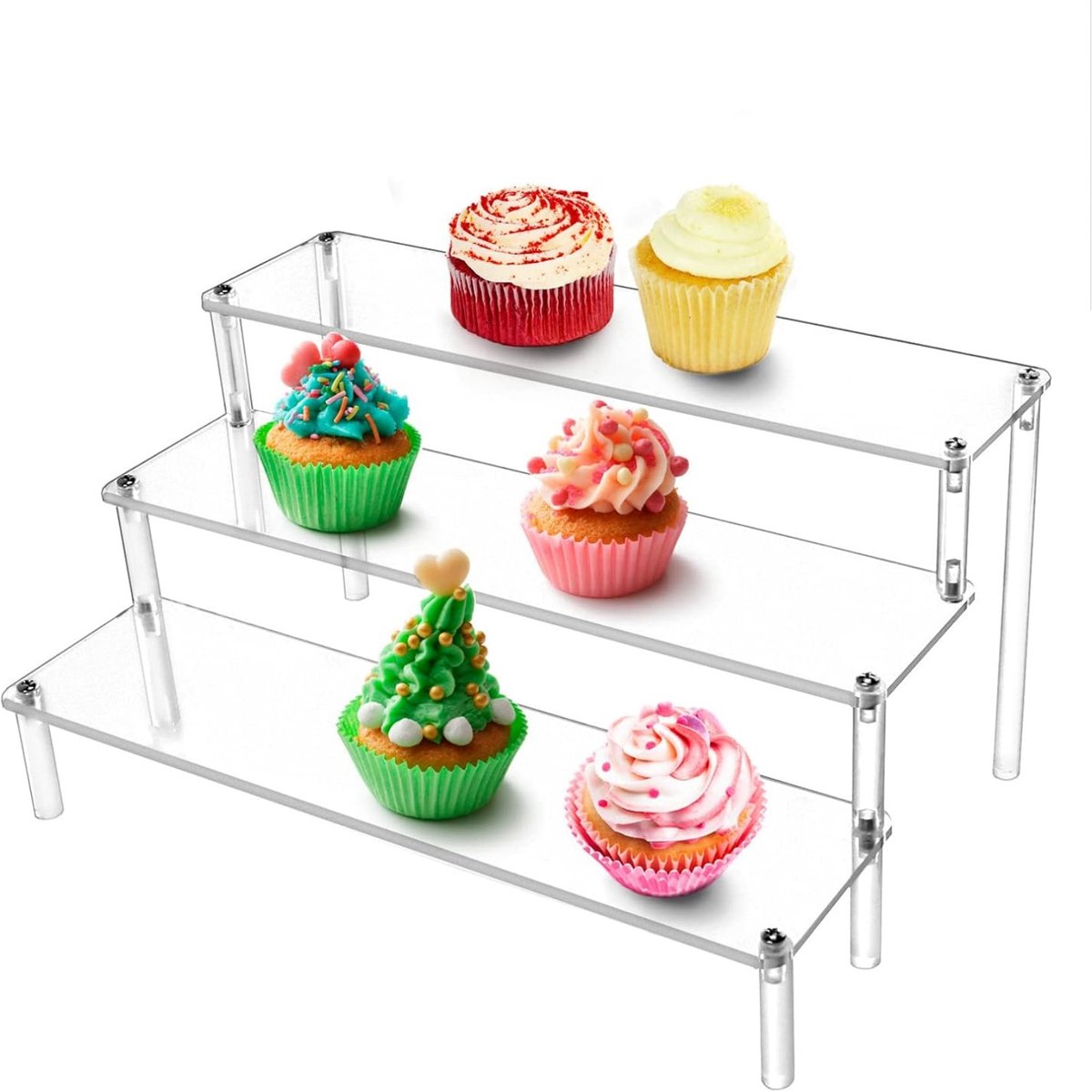 QTTVBTNA 3-laags Acryl Display Rek – Transparante Opberg- en Presentatiestandaard – Voor Parfum, Sieraden, Cosmetica & Decoratie – 30 cm