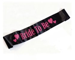 Go Go Gadget - Bride to be - Vrijgezellenfeest - Sjerp - Team Bride - 1 stuk - Zwart met Roze letters