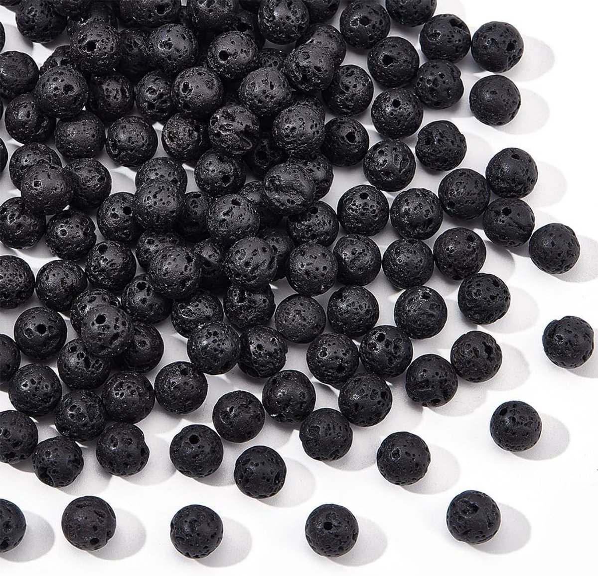 1 Box 180 Stuks 8mm Natuurlijke Zwarte Lava Kralen - Edelsteen Ronde Losse Kralen voor Sieraden Maken, Energie, Genezing