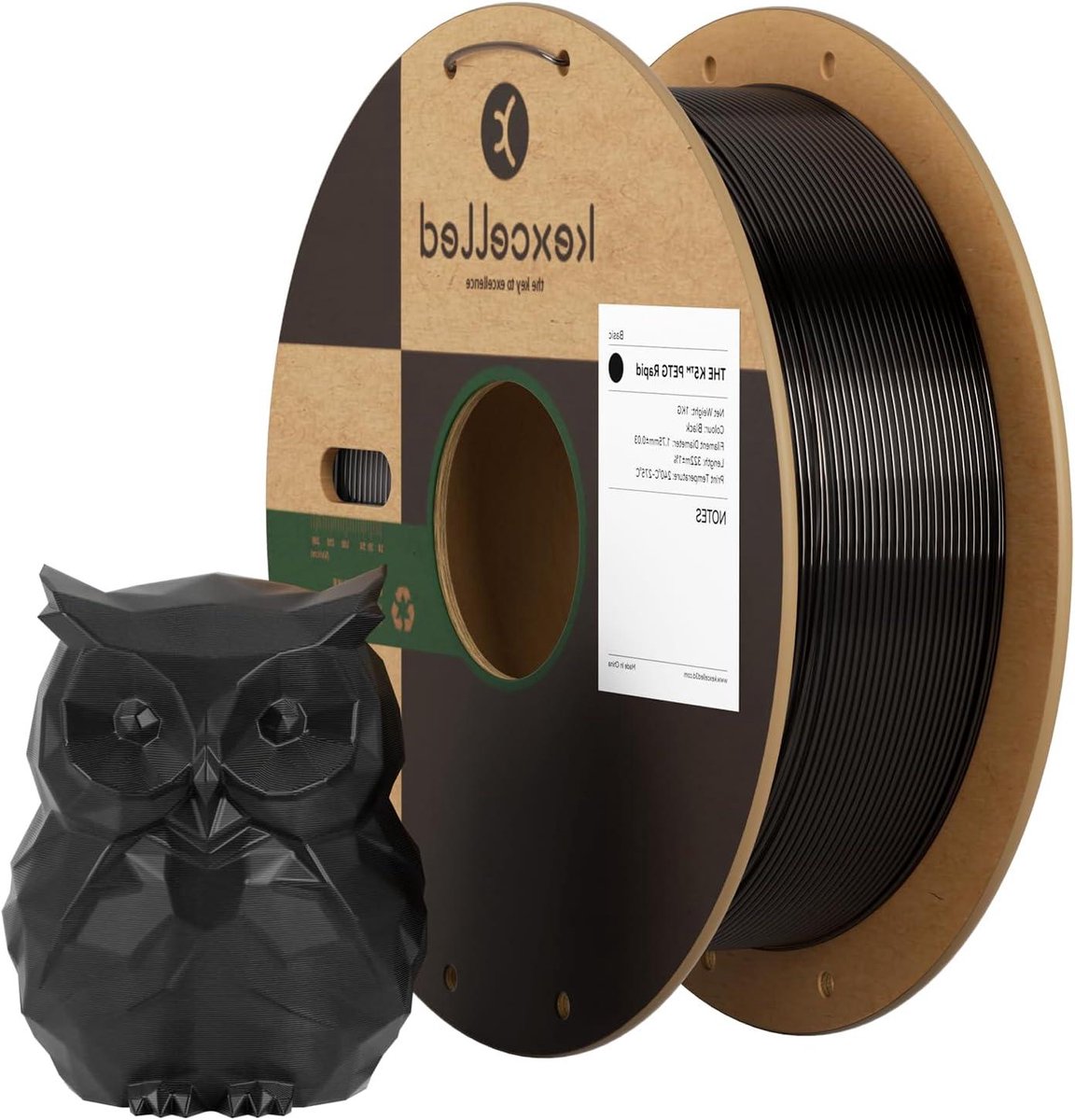 3D Printer Filament - PETG Filament - Snelle 3D Prints - Hoge Snelheid Weerstand - 1.75mm 1KG - Zwart