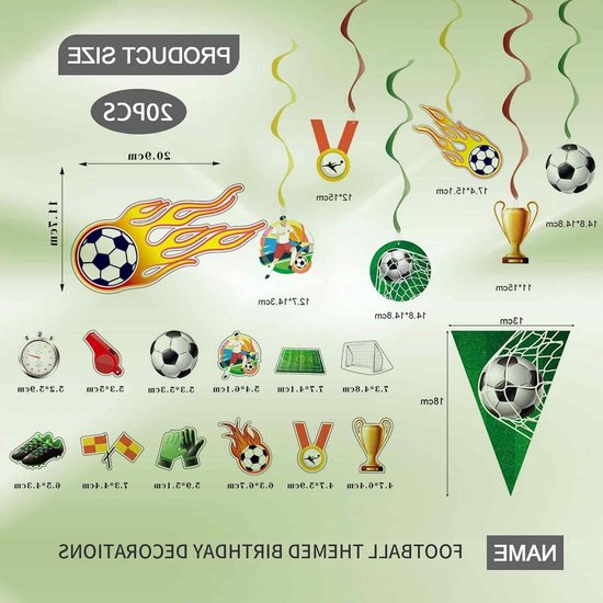 Voetbal Taartdecoratie, 20 Stuks, Versieringen voor Jongens Verjaardag, Sportthema Feestdecoraties en Taartaccessoires — afbeelding 5