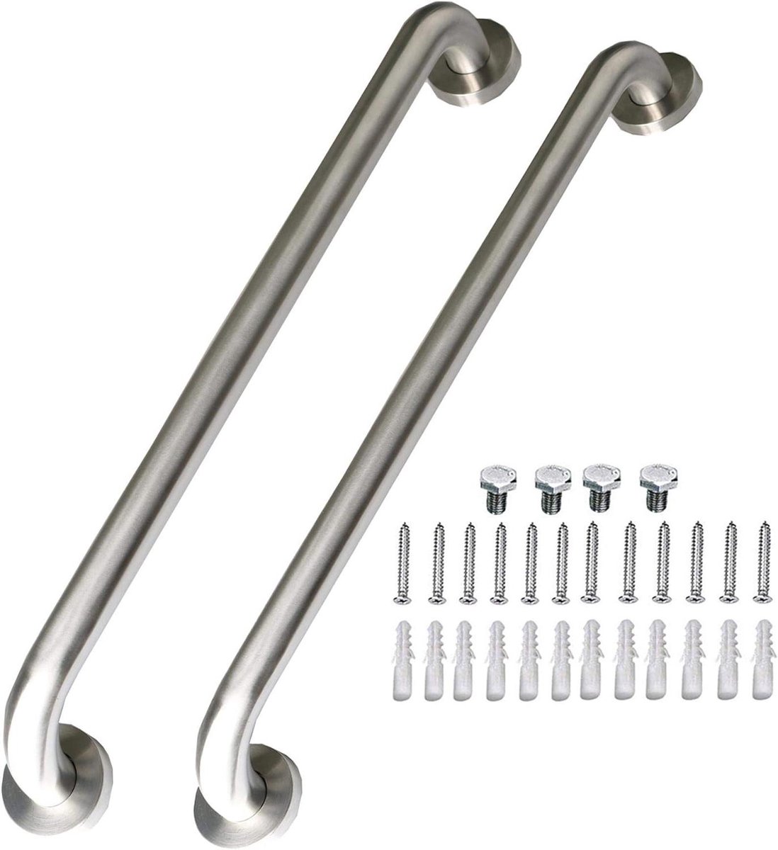 Douche Handgreep - Veiligheidsbeugel Badkamer - Valpreventie Thuis - Geborsteld Nikkel Afwerking - 60 cm - Zilver