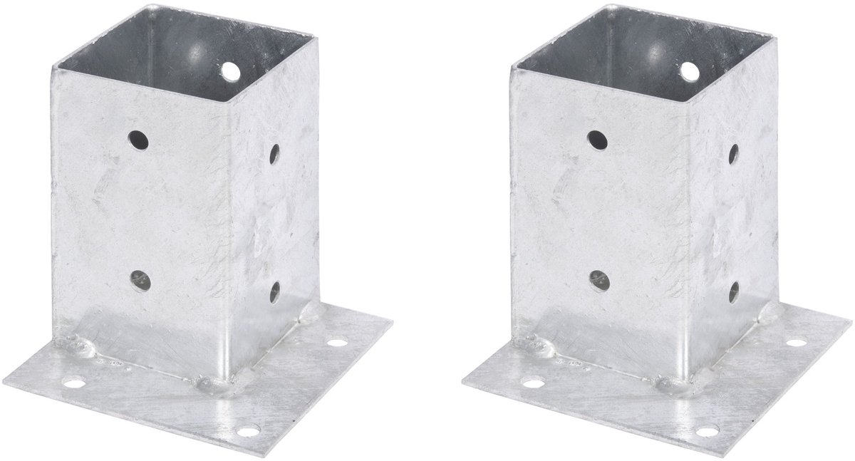 Alberts 212544 opschroefbare voetplaat | voor vlakke bevestiging aan hoeken | thermisch verzinkt | 91 x 91 mm | set van 2