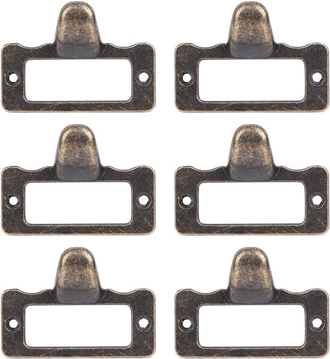 Antieke Bronzen Ladeknoppen - 6 Stuks Handgrepen voor Bestanden, Kaarten en Medicijnkasten