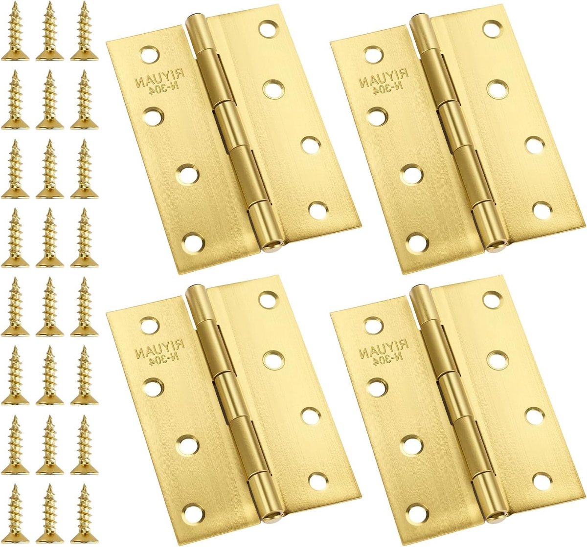 Vouwbare Scharnieren van RVS 100 x 70 x 1 mm - Zware Duurzame Scharnieren met 48 Schroeven en 4 Ringen voor Binnen- en Buitendeuren