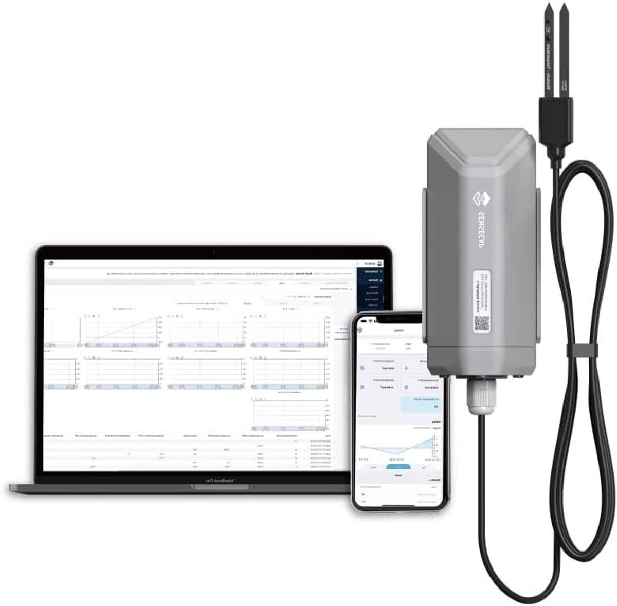 Bodem Sensor - Vochtmeter Temperatuur EC - Planten Bewaken - Draadloos LoRaWAN - 0-100% - Zwart