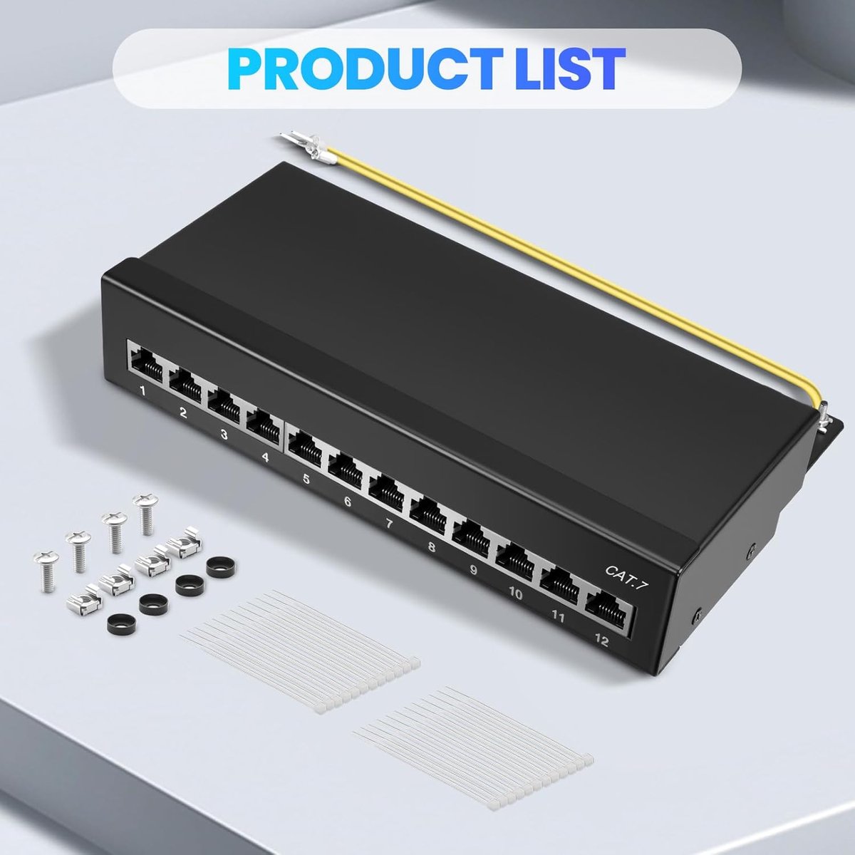 Netwerk Patchpaneel - Verdeelveld RJ45 - Netwerk Installatie - Afgeschermd 10 Inch - 12 Poorten