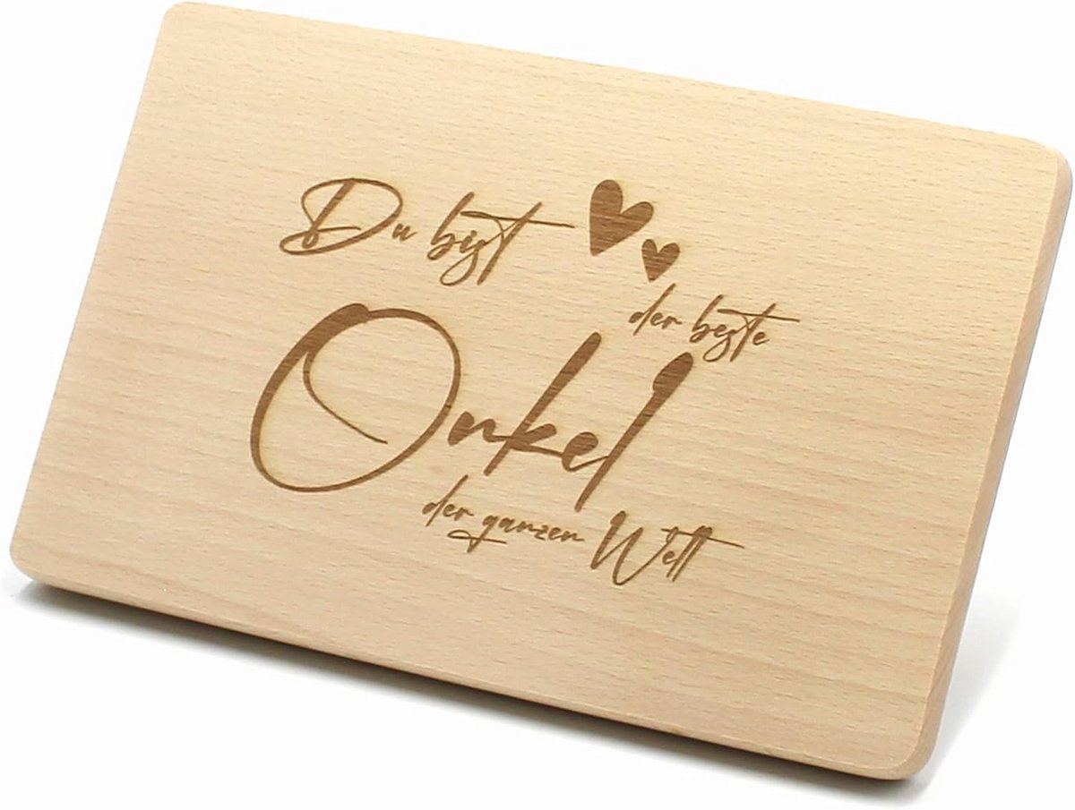 Houten Serveerplank of Snijplank met Gravering voor Oom - Ideaal Cadeau