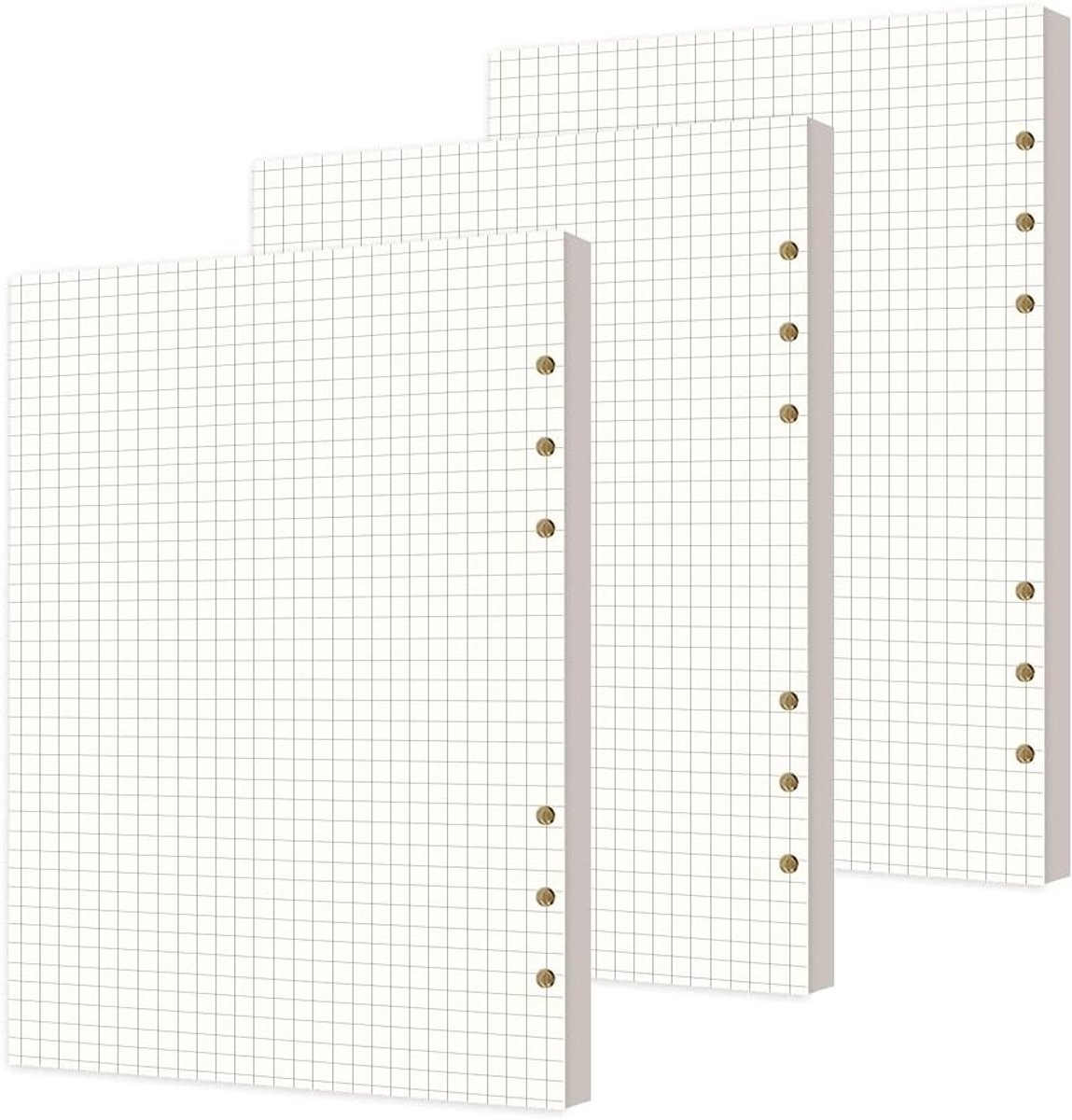 3 Packs Navullingen met 6 Gaten, A5 Papier met Ruitpatroon, Ideaal voor Planner en Ringband, 240 Vellen, 21 x 14 cm
