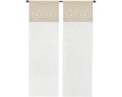 Gordijn voor Ramen - Vitrage Set - Ruimte Decoratie - Geborduurd Hart Patroon - 60x150 cm - Beige