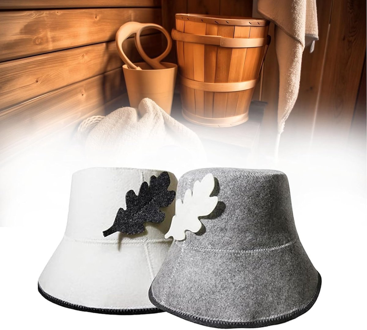 Sauna Hoed Vilt Wit Grijs - Zachte Verstelbare Sauna Muts - Reusable Accessoires Voor Mannen En Vrouwen