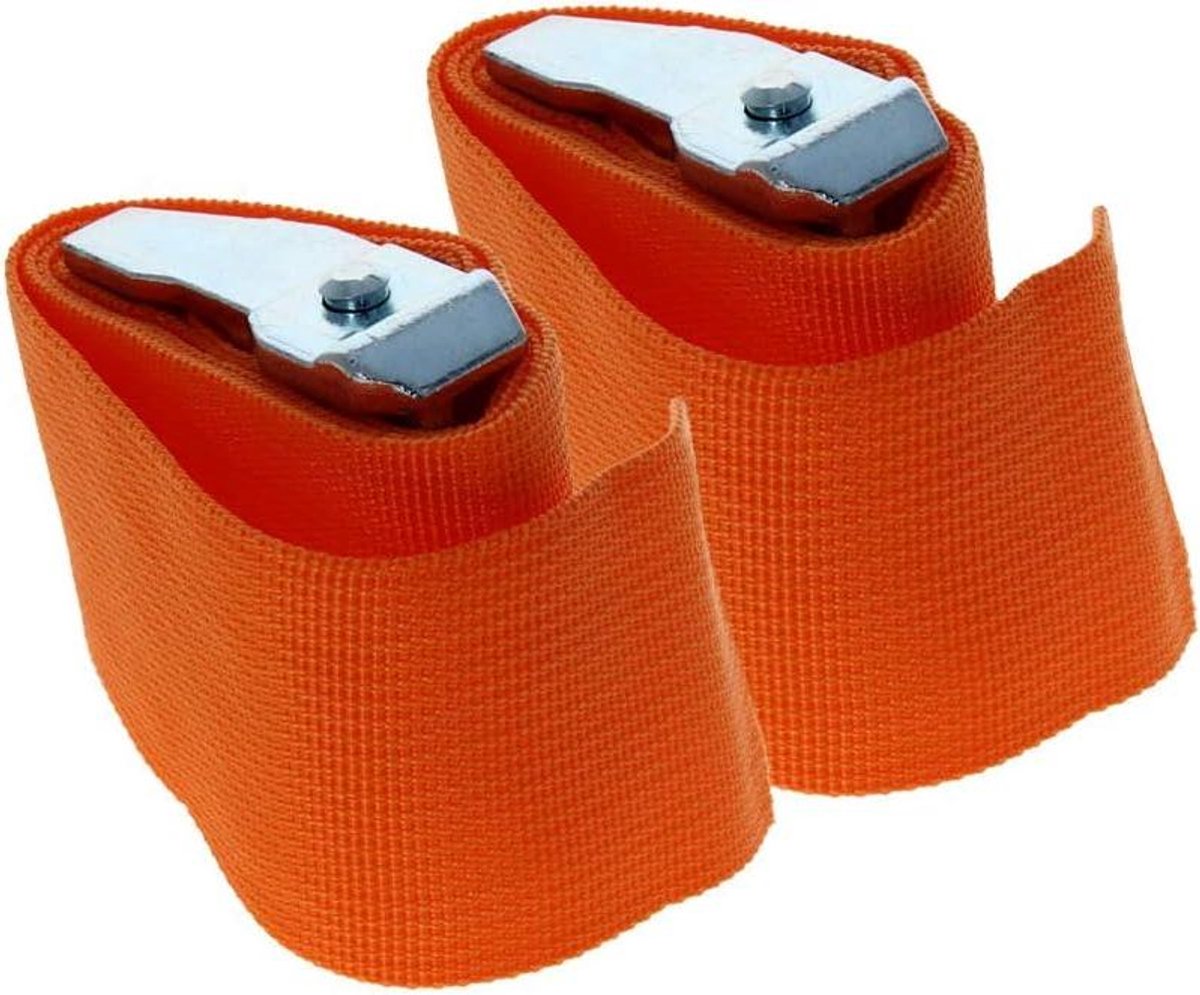 Sjorbanden Set - Spanbanden Bagage - Lading Zekeren - Nokvergrendelingsgesp - 0.8 m x 5 cm - Oranje