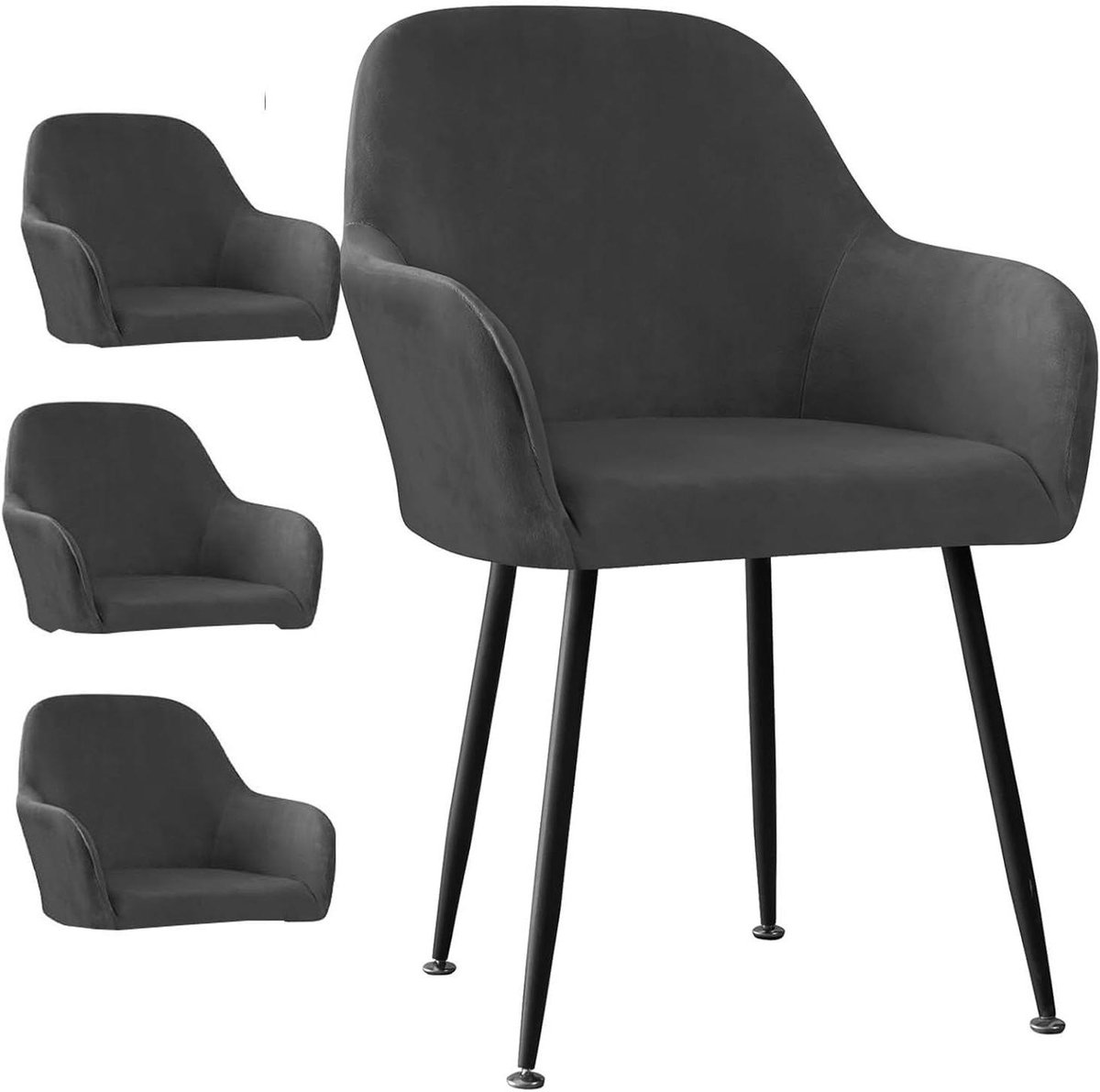 Stoelhoezen Eetkamer - Stoelbeschermers Banket - Meubels Beschermen - Elastische Pasvorm - Set van 4 - Zwart