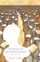 Livre 'The Decline and Fall of the Roman Empire' Abridged Edition, avec une aquarelle de rangées de colonnes corinthiennes et une silhouette.