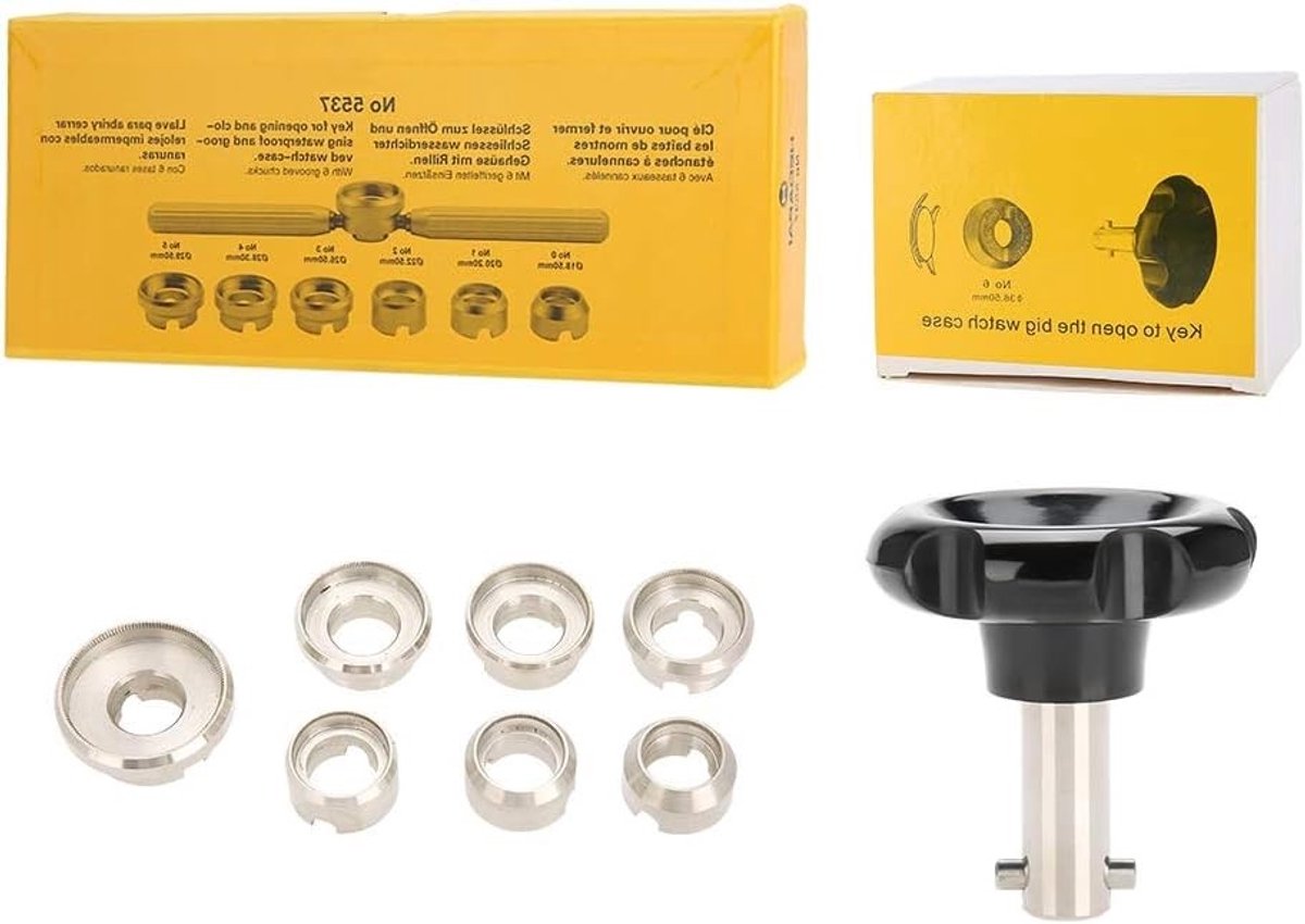 Complete Horloge Case Schroefopener voor Horlogemakers met 7 Doppen voor Reparatie en Onderhoud